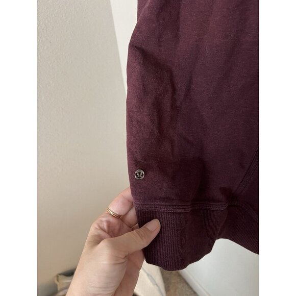 Lululemon Sweatshirt Size 6 Burgundy Stress Less Funnel Neck Hoodie Pullover - Picture 10 of 14